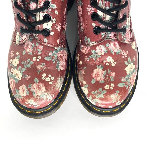Dr Martens Vintage Rose Burgundy Lace Up Ankle Boots Women’s 6 Shoes - Picture 11 of 13